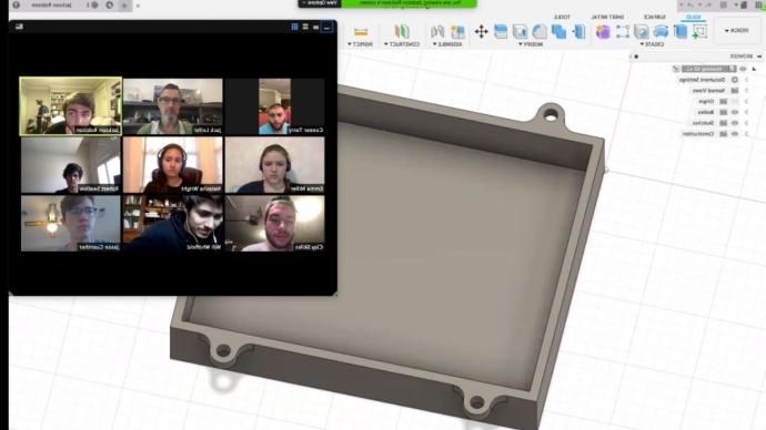 Jack Leifers engineering class on Zoom looking at the design of a circuitry box