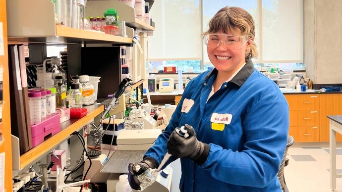 Student researcher in chemistry lab