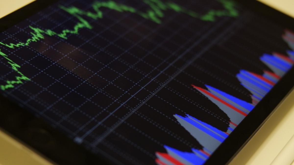 Tablet displaying graph of stock prices