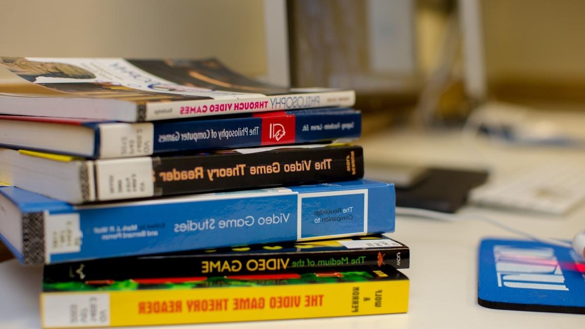 Stack of books on a table