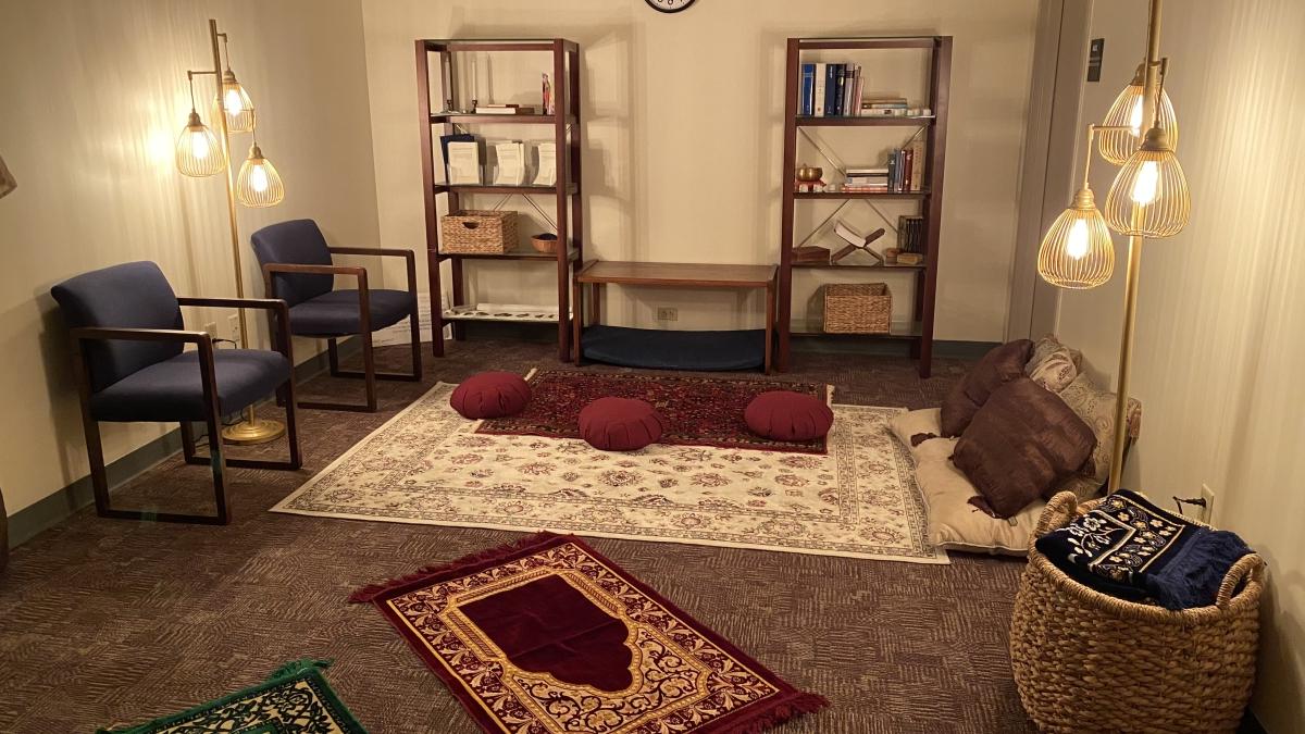 Round pillows arranged on a rug with additional pillows on the side for sitting